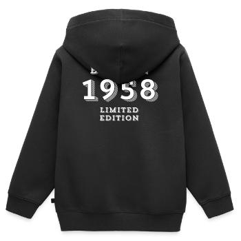 1958, date de naissance, année de naissance - Sweat Premium à capuche zippé enfant bio - noir - Dos - AI Model Kid Male (0cm)