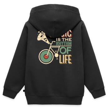 Musik ist der Rhythmus des Lebens - Kinder Premium Organic Zip Hoodie - Schwarz - Hinten - AI Model Kid Male (0cm)