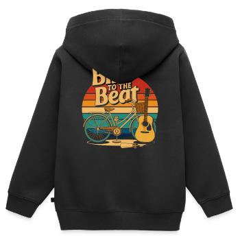 Mit dem Fahrrad zum Beat - Kinder Premium Organic Zip Hoodie - Schwarz - Hinten - AI Model Kid Male (0cm)