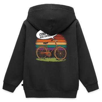 Firmenfahrrad-Enthusiast Vintage-Design - Kinder Premium Organic Zip Hoodie - Schwarz - Hinten - AI Model Kid Male (0cm)