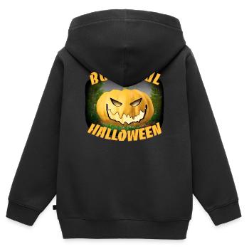 Halloween Kürbis - Kinder Premium Organic Zip Hoodie - Schwarz - Hinten - AI Model Kid Male (0cm)