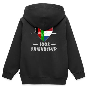 Afghanistan und Niederlande 100% Freundschaft - Kinder Premium Organic Zip Hoodie - Schwarz - Hinten - AI Model Kid Male (0cm)