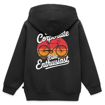 Enthusiast für Firmenfahrräder - Kinder Premium Organic Zip Hoodie - Schwarz - Hinten - AI Model Kid Male (0cm)