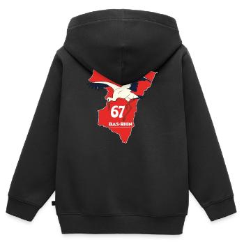 Bas-Rhin - Sweat Premium à capuche zippé enfant bio - noir - Dos - AI Model Kid Male (0cm)