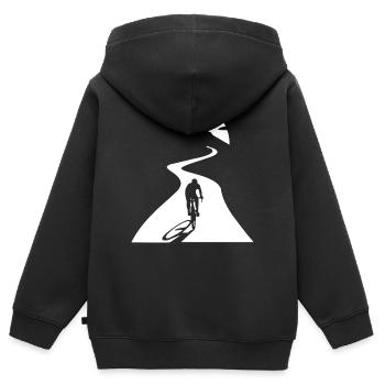 Radfahrer bei Mondschein - Kinder Premium Organic Zip Hoodie - Schwarz - Hinten - AI Model Kid Male (0cm)