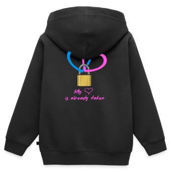 Mein Herz ist schon vergeben - Kinder Premium Organic Zip Hoodie - Schwarz - Hinten - AI Model Kid Male (0cm)