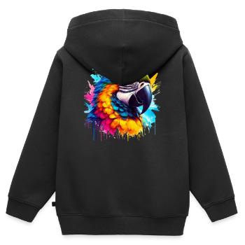 Papagei - Kinder Premium Organic Zip Hoodie - Schwarz - Hinten - AI Model Kid Male (0cm)