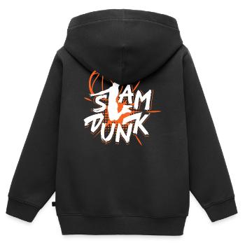 Dynamischer Basketball Spruch Design - Kinder Premium Organic Zip Hoodie - Schwarz - Hinten - AI Model Kid Male (0cm)