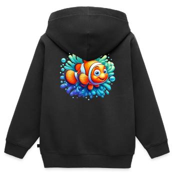 Clownfisch - Kinder Premium Organic Zip Hoodie - Schwarz - Hinten - AI Model Kid Male (0cm)