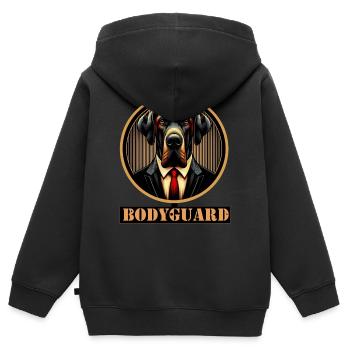 Bodyguard Hund im Anzug - Kinder Premium Organic Zip Hoodie - Schwarz - Hinten - AI Model Kid Male (0cm)