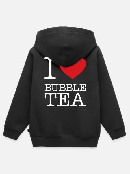 I LOVE BUBBLE TEA - Kinder Premium Organic Zip Hoodie - Schwarz