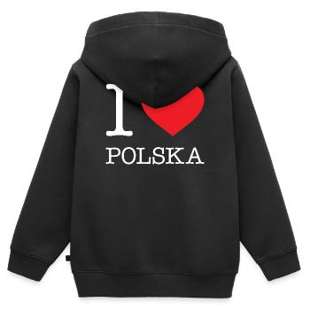 J’AIME POLSKA Pologne Polen - Sweat Premium à capuche zippé enfant bio - noir - Dos - AI Model Kid Male (0cm)