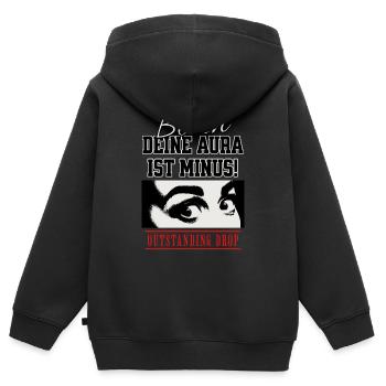 **Deine Aura** Streetwear - Kinder Premium Organic Zip Hoodie - Schwarz - Hinten - AI Model Kid Male (0cm)