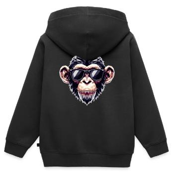 Lunettes de Singe Polygone - Sweat Premium à capuche zippé enfant bio - noir - Dos - AI Model Kid Male (0cm)