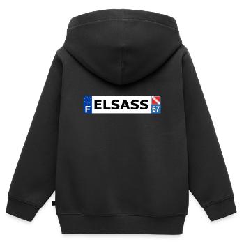 Elsass - Kinder Premium Organic Zip Hoodie - Schwarz - Hinten - AI Model Kid Male (0cm)