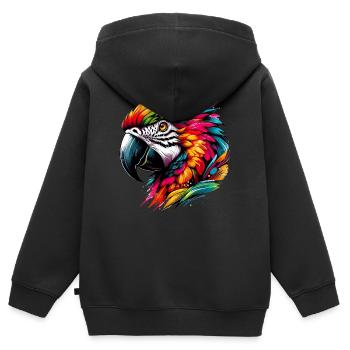 Perroquet - Sweat Premium à capuche zippé enfant bio - noir - Dos - AI Model Kid Male (0cm)