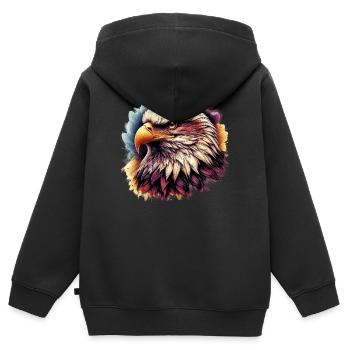 Eagle - Kids Premium Organic Zip-up Hoodie - black - Back - AI Model Kid Male (0cm)