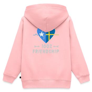 100 % amitié entre la Somalie et la Suède - Sweat Premium à capuche zippé enfant bio - rose - Dos - AI Model Kid Female (0cm)