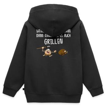 Jäger grillen bbq Griller Grillmeister Sprüche - Kinder Premium Organic Zip Hoodie - Schwarz - Hinten - AI Model Kid Male (0cm)