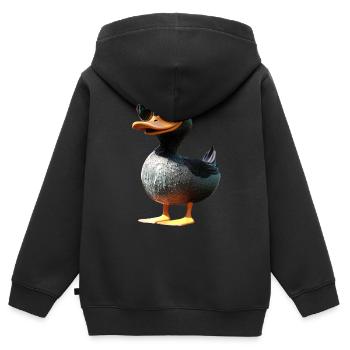 Canard, Canard colvert, Caneton, Caneton, , Canard - Sweat Premium à capuche zippé enfant bio - noir - Dos - AI Model Kid Male (0cm)