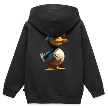 Canard, Canard colvert, Caneton, Caneton, , Canard - Sweat Premium à capuche zippé enfant bio - noir - Dos - AI Model Kid Male (0cm)