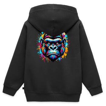 Gorilla - Kinder Premium Organic Zip Hoodie - Schwarz - Hinten - AI Model Kid Male (0cm)