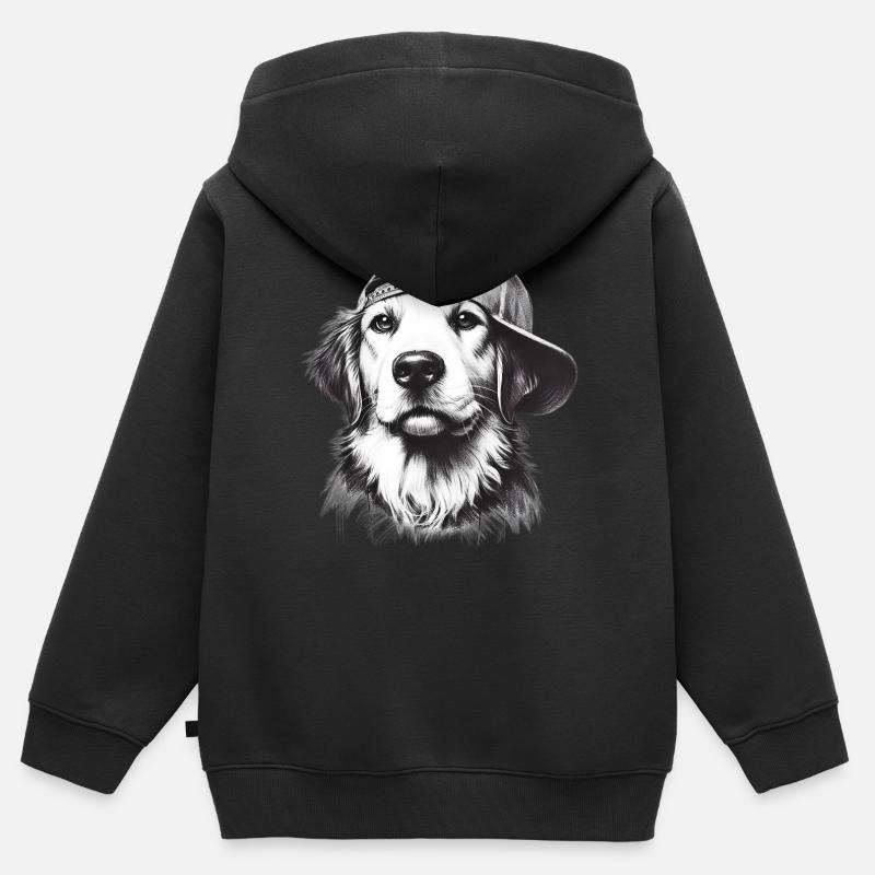 Chien - Sweat Premium à capuche zippé enfant bio - noir