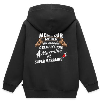 Hommage Métier Marine et Super Maman - Sweat Premium à capuche zippé enfant bio - noir - Dos - AI Model Kid Male (0cm)