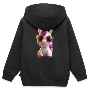 Einhorn Reiterin Ponyhof Pferde Reiten Einhörner - Kinder Premium Organic Zip Hoodie - Schwarz - Hinten - AI Model Kid Male (0cm)