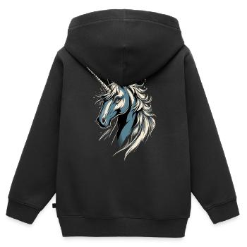 Einhorn Reiterin Ponyhof Pferde Reiten Einhörner - Kinder Premium Organic Zip Hoodie - Schwarz - Hinten - AI Model Kid Male (0cm)