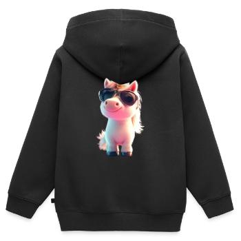 Einhorn Reiterin Ponyhof Pferde Reiten Einhörner - Kinder Premium Organic Zip Hoodie - Schwarz - Hinten - AI Model Kid Male (0cm)