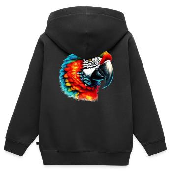 Perroquet - Sweat Premium à capuche zippé enfant bio - noir - Dos - AI Model Kid Male (0cm)