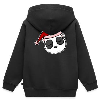Panda Noël Noël Avent - Sweat Premium à capuche zippé enfant bio - noir - Dos - AI Model Kid Male (0cm)