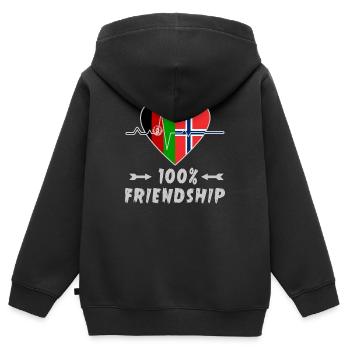 Afghanistan und Norwegen 100% Freundschaft - Kinder Premium Organic Zip Hoodie - Schwarz - Hinten - AI Model Kid Male (0cm)