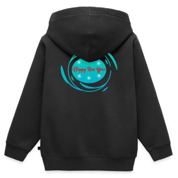 HAPPY NEW YEAR. NEW YEAR'S EVE. NEW YEAR - Kids Premium Organic Zip-up Hoodie - black - Back - AI Model Kid Male (0cm)