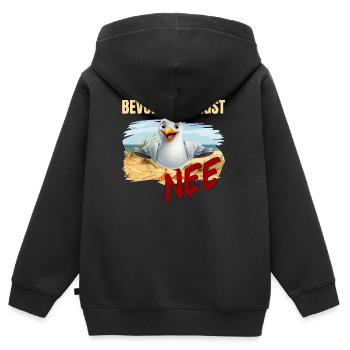 Bevor du fragst - Nee - Kinder Premium Organic Zip Hoodie - Schwarz - Hinten - AI Model Kid Male (0cm)