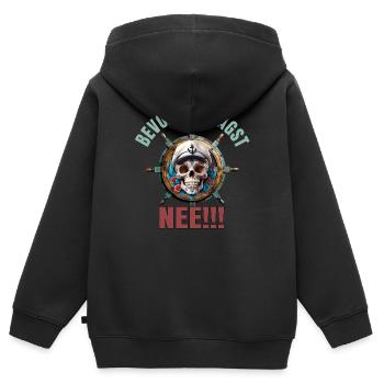 Bevor du fragst - Nee - Kinder Premium Organic Zip Hoodie - Schwarz - Hinten - AI Model Kid Male (0cm)