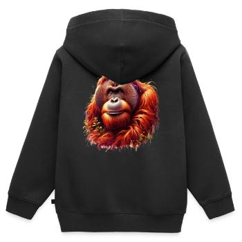 Orang-outan Orang-outan - Sweat Premium à capuche zippé enfant bio - noir - Dos - AI Model Kid Male (0cm)