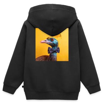 Blauer Vogel mit Fliege - Kinder Premium Organic Zip Hoodie - Schwarz - Hinten - AI Model Kid Male (0cm)
