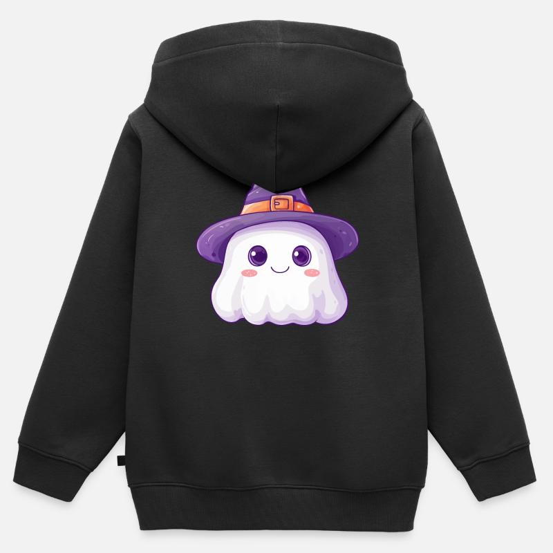 Fantôme mignon - Sweat Premium à capuche zippé enfant bio - noir