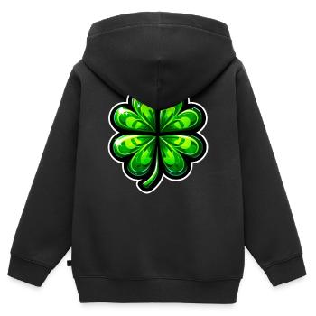 Trèfle à quatre feuilles - Sweat Premium à capuche zippé enfant bio - noir - Dos - AI Model Kid Male (0cm)