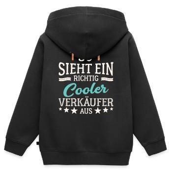 So sieht ein richtig cooler Verkäufer aus Händler - Kinder Premium Organic Zip Hoodie - Schwarz - Hinten - AI Model Kid Male (0cm)