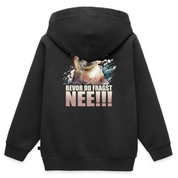 Bevor du fragst - Nee!!! - Kinder Premium Organic Zip Hoodie - Schwarz - Hinten - AI Model Kid Male (0cm)