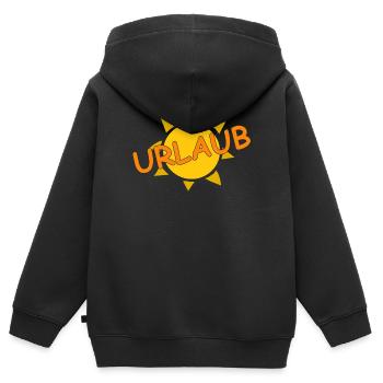 URLAUB - Kinder Premium Organic Zip Hoodie - Schwarz - Hinten - AI Model Kid Male (0cm)