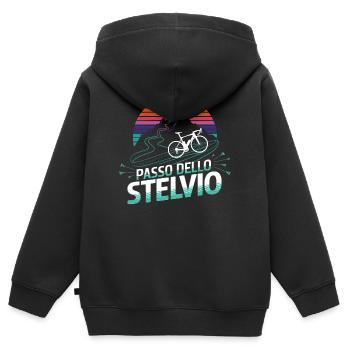 Stelvio Pass, Italy - Kids Premium Organic Zip-up Hoodie - black - Back - AI Model Kid Male (0cm)