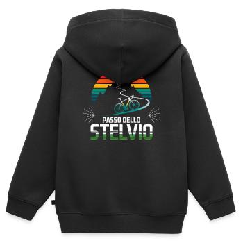 Passo delle Stelvio Radfahren Design - Kinder Premium Organic Zip Hoodie - Schwarz - Hinten - AI Model Kid Male (0cm)