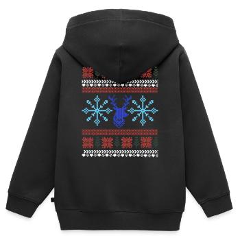 Motif Noël Pixel - Sweat Premium à capuche zippé enfant bio - noir - Dos - AI Model Kid Male (0cm)