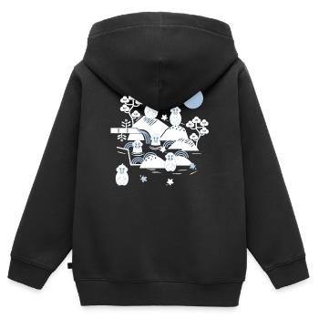 Chilling Monkeys in a Hot Spring l weiß blau navy - Kinder Premium Organic Zip Hoodie - Schwarz - Hinten - AI Model Kid Male (0cm)