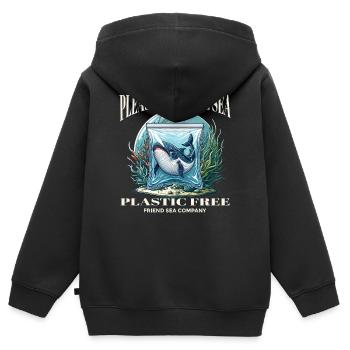 Wale und Plastik - Kinder Premium Organic Zip Hoodie - Schwarz - Hinten - AI Model Kid Male (0cm)