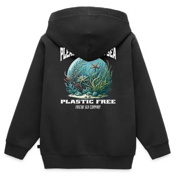 Plastik und Meer - Kinder Premium Organic Zip Hoodie - Schwarz - Hinten - AI Model Kid Male (0cm)